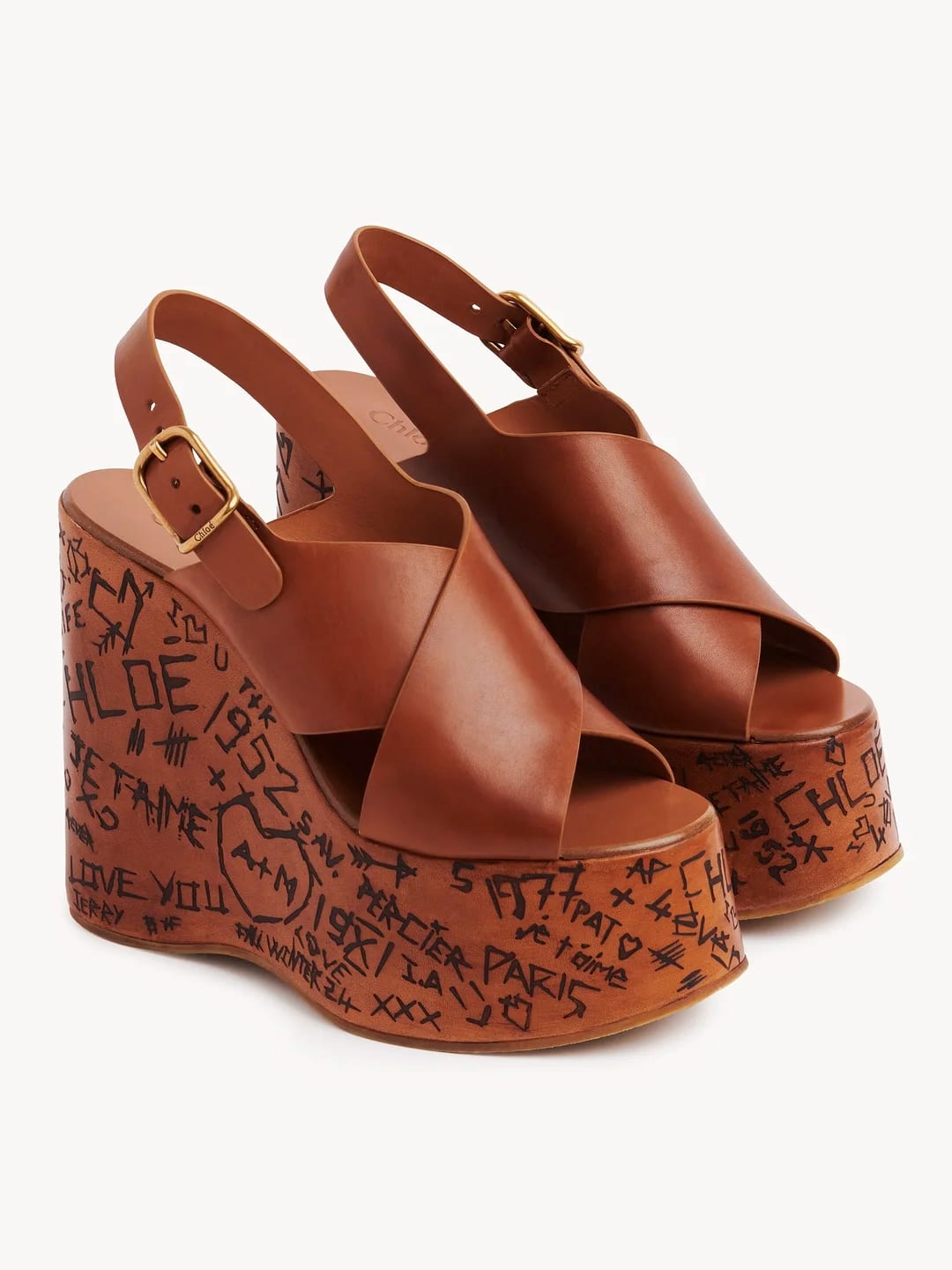 Maxime Wedge Sandal in Brown, $1274 (approximately P72,2417.98), CHLOE, chloe.com
